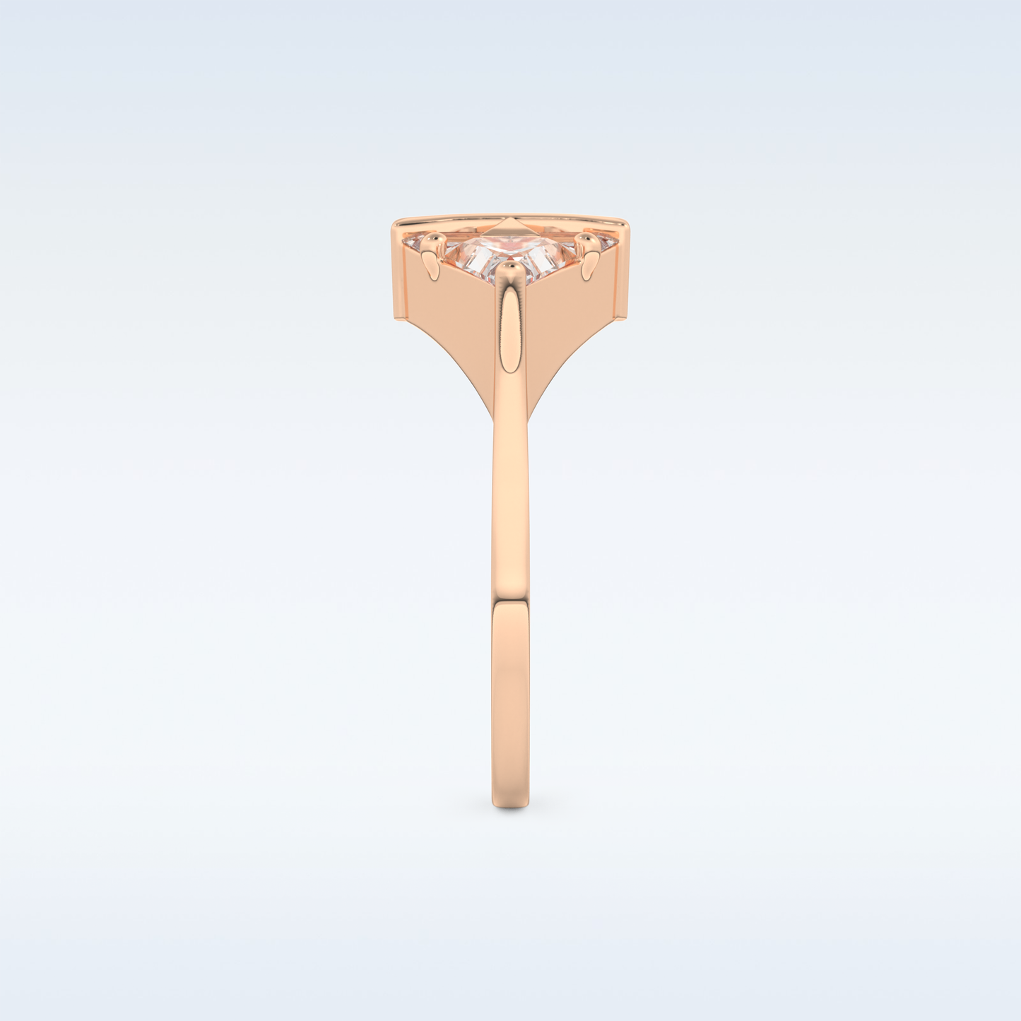 Stunning Wedding Band with 2.18 CT Trillion Curved, Triangle, Baguette Cut Moissanite