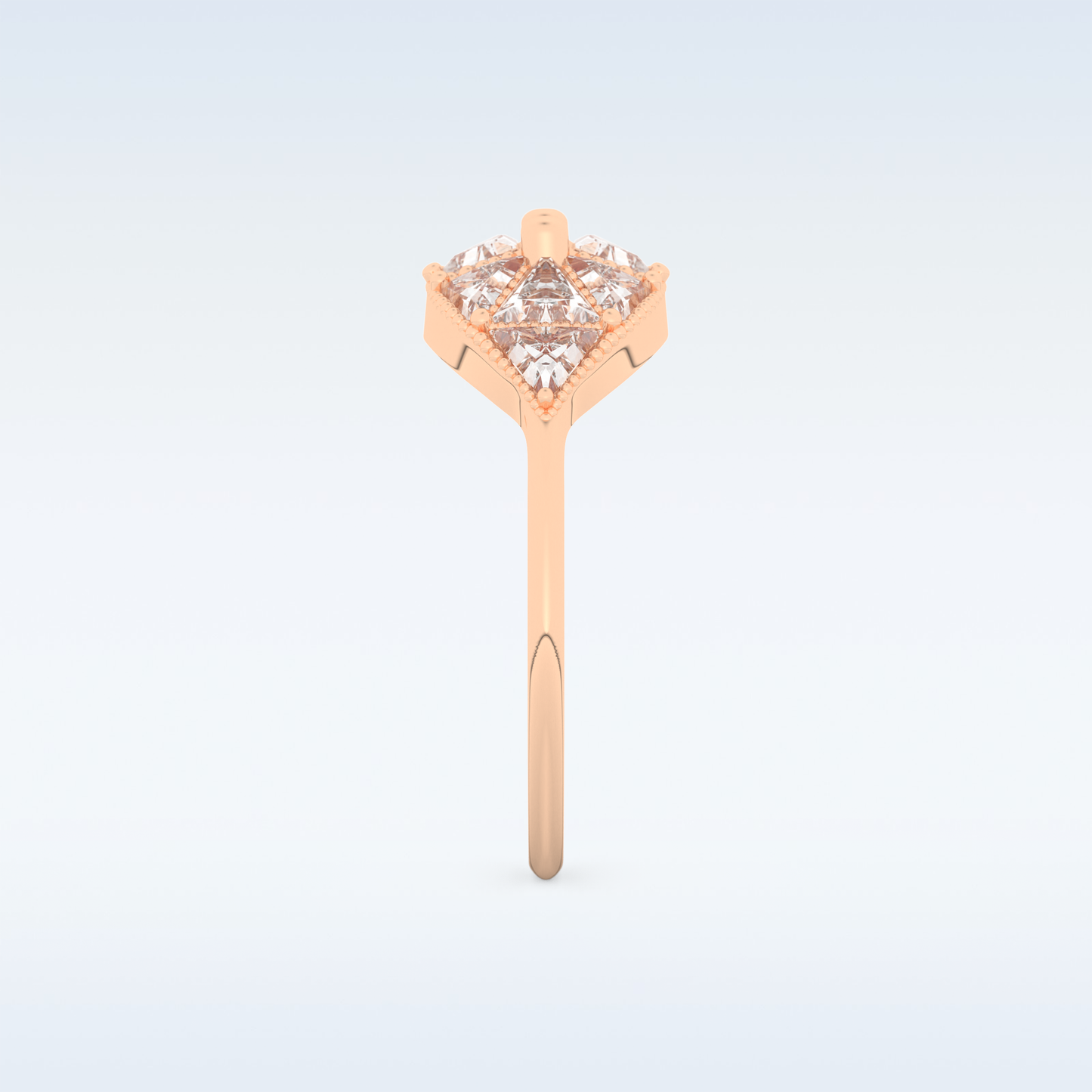 Cluster Wedding Band with 1.51 CT Triangle & Baguette Straight Cut Moissanite