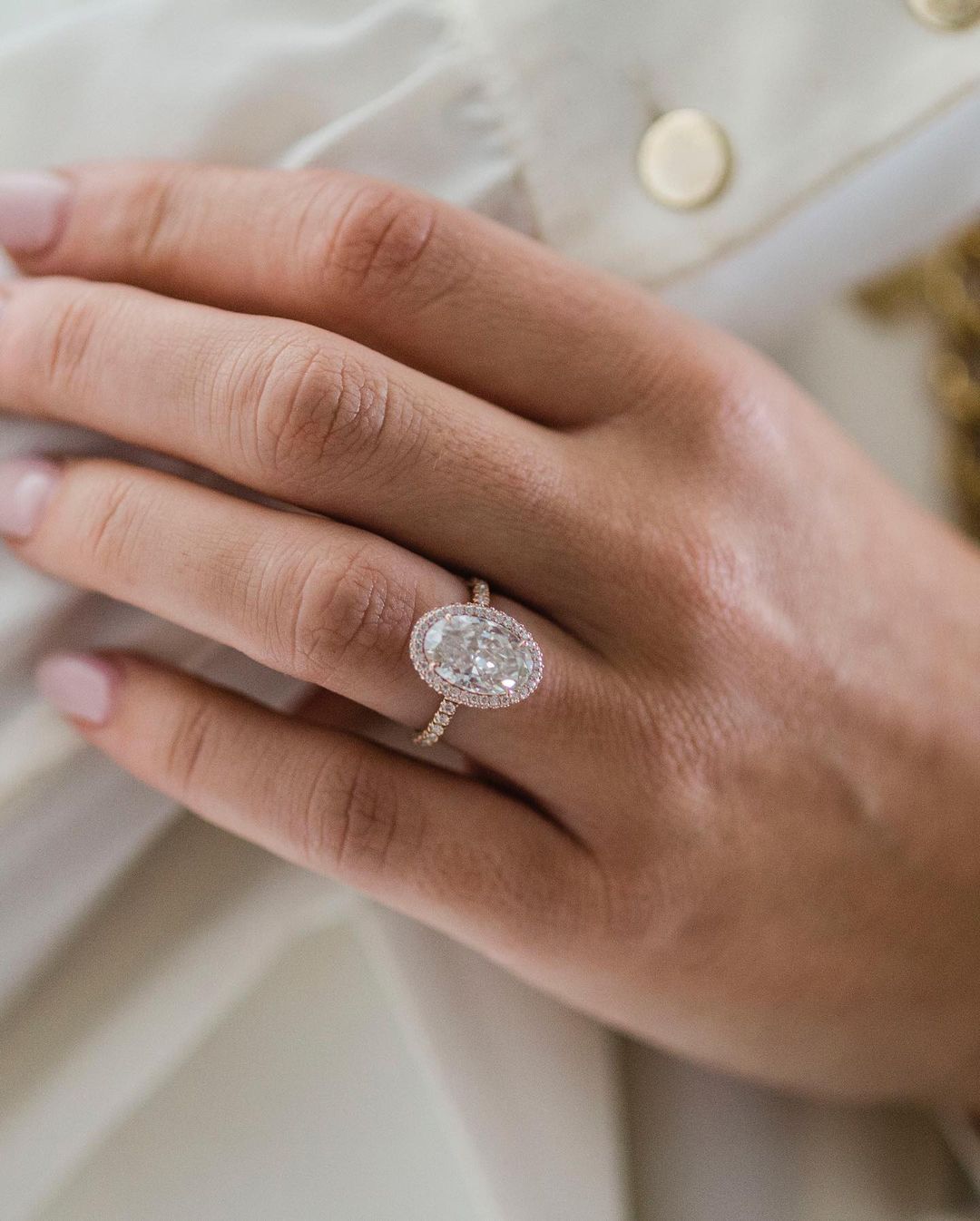 CT Oval Double Halo Moissanite Engagement Ring