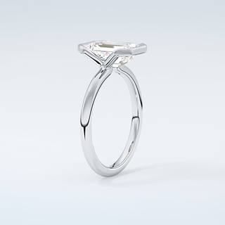 2.0 CT Emerald Cut Half Bezel Moissanite Engagement Ring 18