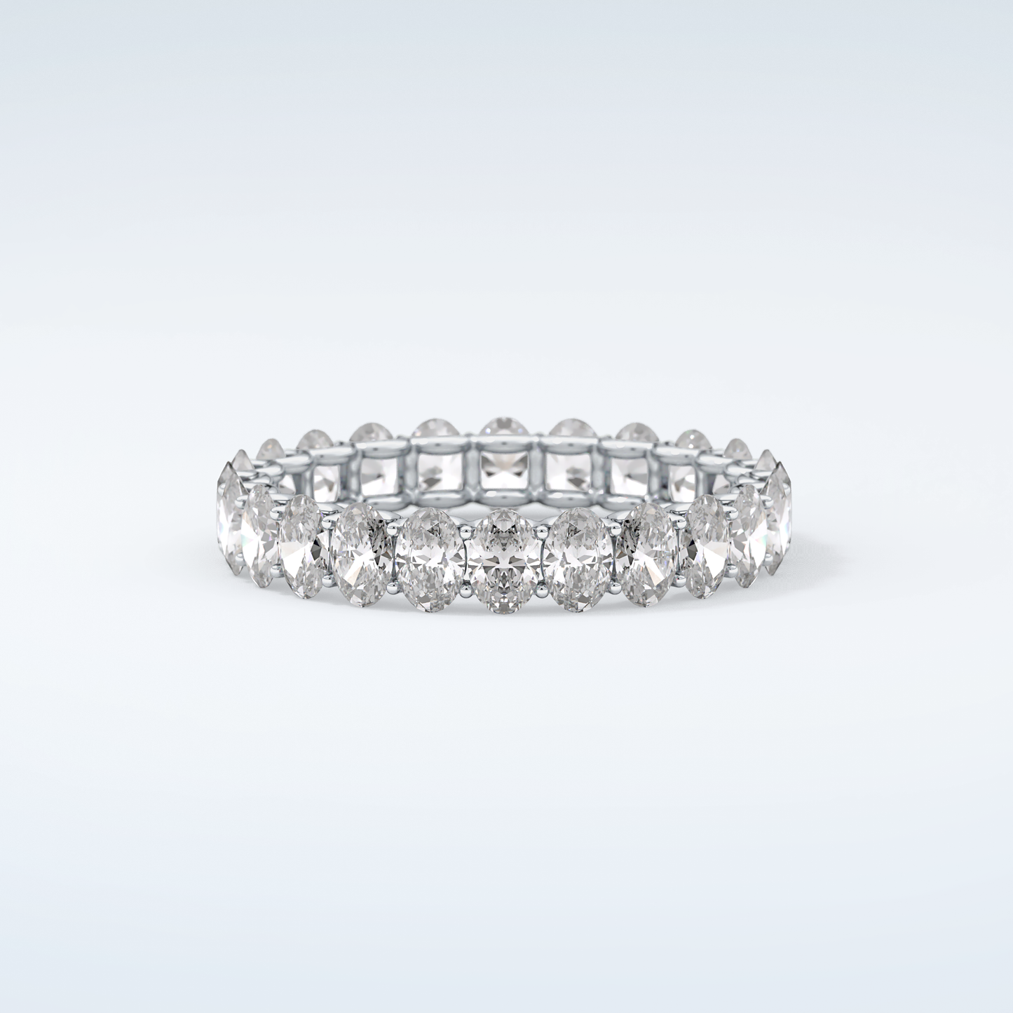 3.15 TCW Oval Shaped Moissanite Wedding Band