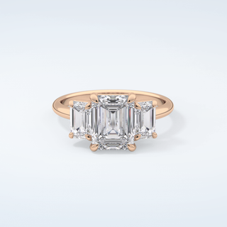 2.0 CT Emerald Cut Three Stone Moissanite Engagement Ring 7