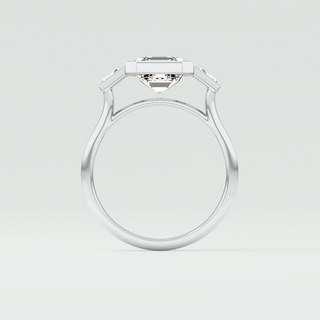 1.5 CT Asscher Cut Three Stone Bezel Moissanite Engagement Ring 14
