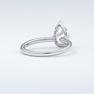 2.0 CT Pear Cut Half Bezel Moissanite Engagement Ring 15