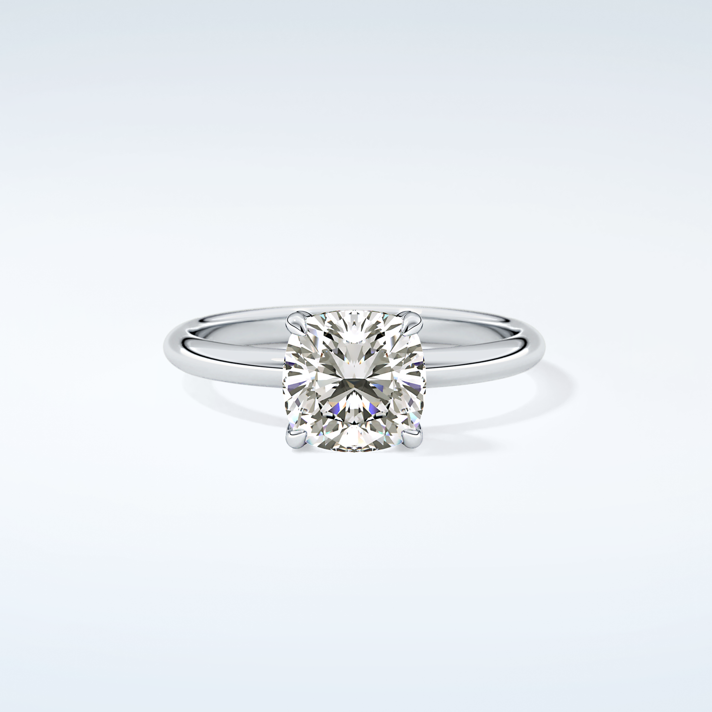 2.0 CT Cushion Cut Solitaire Moissanite Engagement Ring