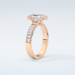 2.0 CT Emerald Cut Half Bezel Moissanite Engagement Ring 12