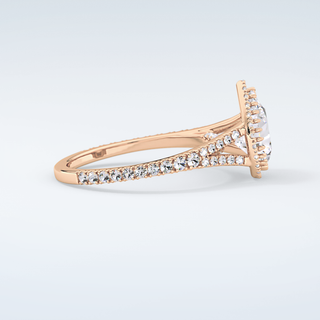 2.0 CT Pear Cut Halo & Pave Split Shank Moissanite Engagement Ring 10