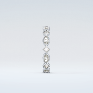 0.72 TCW Oval & Princess Shaped Moissanite Wedding Band 17