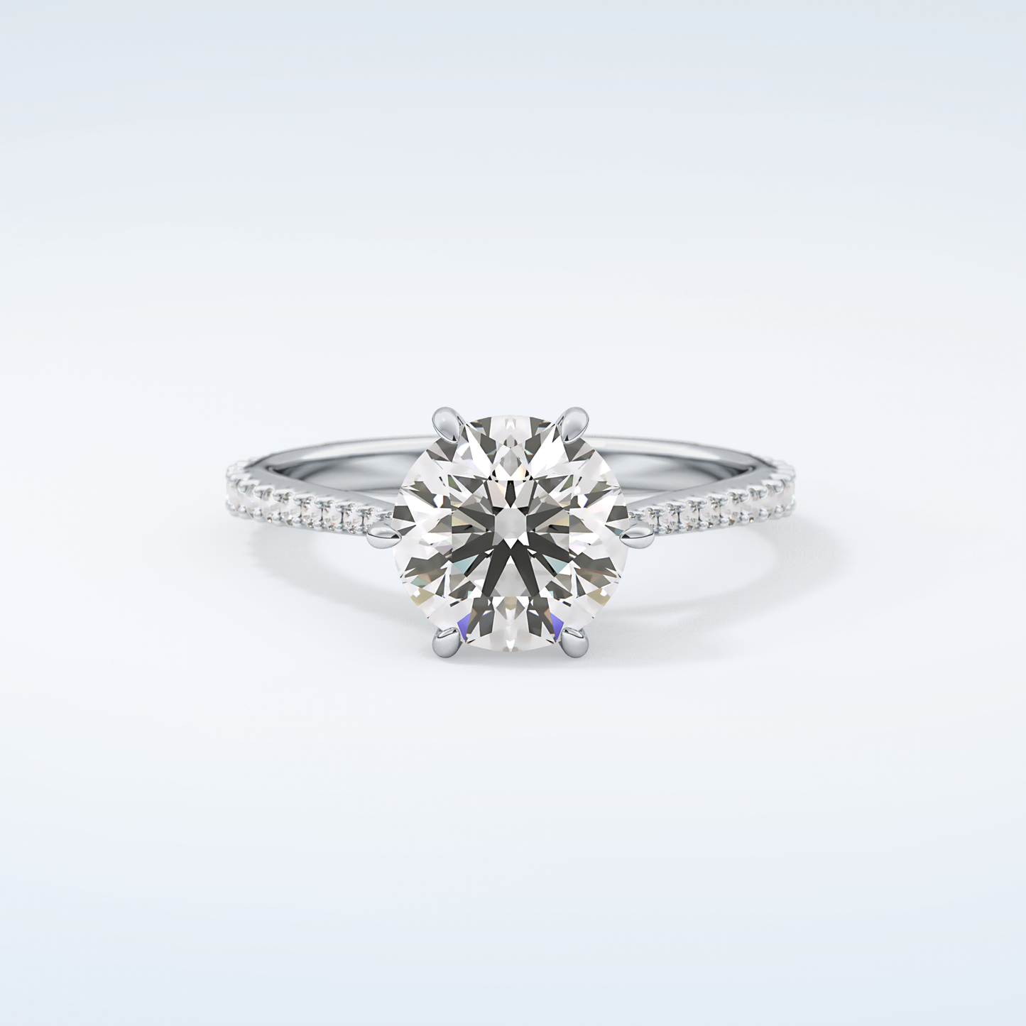 2.0 CT Round Cut Pave Moissanite Engagement Ring