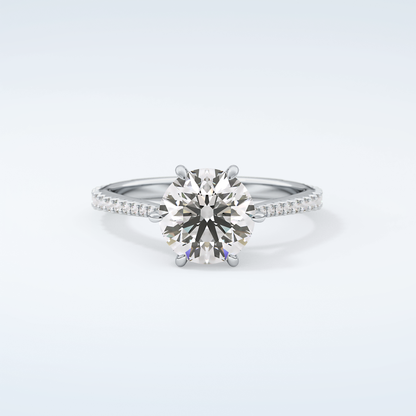 2.0 CT Round Cut Pave Moissanite Engagement Ring