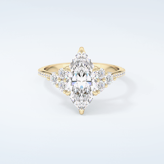 1.5  CT Marquise Cut Cluster & Pave Moissanite Engagement Ring 1