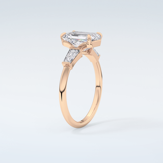 2.0 CT Emerald Cut Three Stone Moissanite Engagement Ring 12