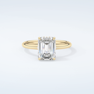 2.0 CT Emerald Cut Hidden Halo Moissanite Engagement Ring 1