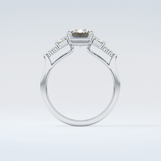 2.0 CT  Emerald Cut Cluster Style Moissanite Engagement Ring 14