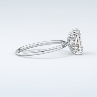 2.0 CT Emerald Cut Hidden Halo Moissanite Engagement Ring 16