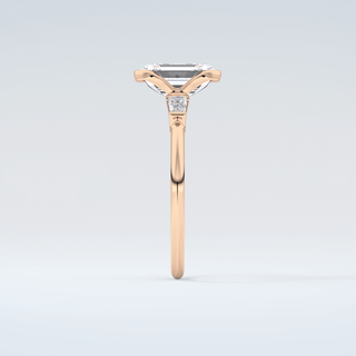 2.0 CT Emerald Cut Half Bezel Three Stone Moissanite Engagement Ring 11