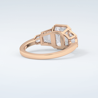 2.0 CT Emerald Cut Cluster Style Moissanite Engagement Ring 9