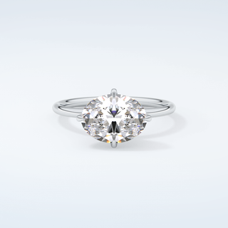 2.0 CT East West Oval Cut Hidden Halo Moissanite Engagement Ring 13