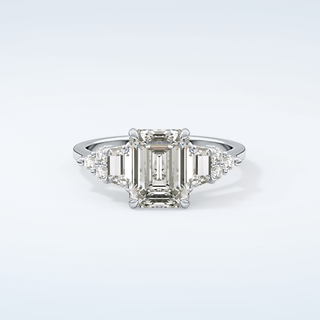 2.0 CT  Emerald Cut Cluster Style Moissanite Engagement Ring 13
