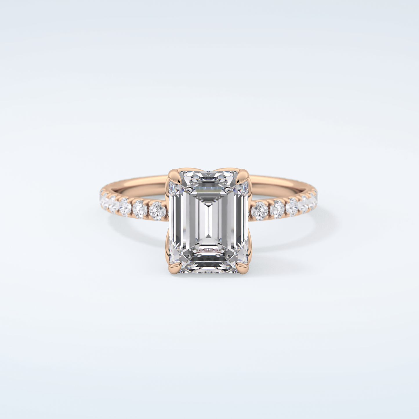 1.75 CT Emerald Cut Pave Moissanite Engagement Ring