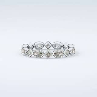 0.72 TCW Oval & Princess Shaped Moissanite Wedding Band 16