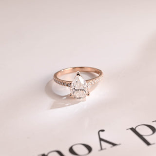 Stunning 1.0 - 2.0 CT Pear Moissanite Engagement Ring with Pave Design 1