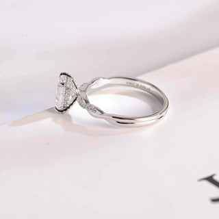 Stunning 1.0 - 2.0 CT Emerald Moissanite Engagement Ring with Hidden Halo Design 6