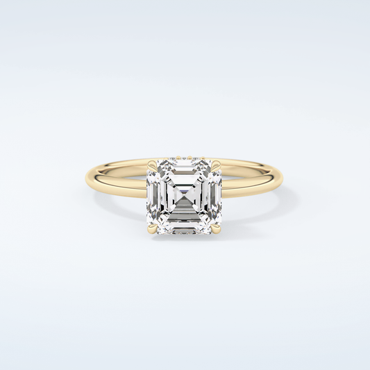 2.0 CT Asscher Cut Hidden Halo Moissanite Engagement Ring