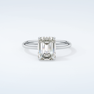 2.0 CT Emerald Cut Hidden Halo Moissanite Engagement Ring 13