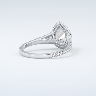 2.0 CT Pear Cut Halo & Pave Split Shank Moissanite Engagement Ring 15