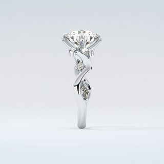 1.5 CT  Round Cut Twig Style Moissanite Engagement Ring 17