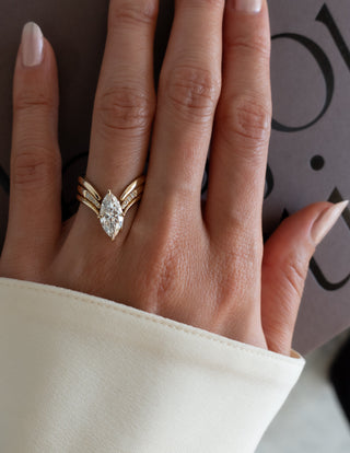 1.50 CT Marquise Cut 3 Set Curved Lab Grown Diamond Bridal Ring Set