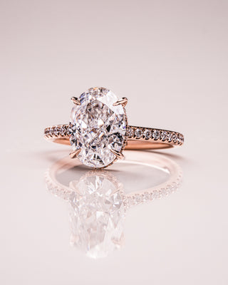 2.90 CT Oval Cut Moissanite Engagement Ring With Hidden Halo And Pave Setting