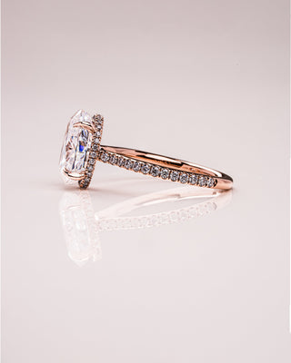 2.90 CT Oval Cut Moissanite Engagement Ring With Hidden Halo And Pave Setting