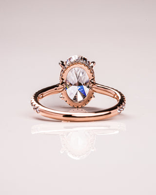 2.90 CT Oval Cut Moissanite Engagement Ring With Hidden Halo And Pave Setting