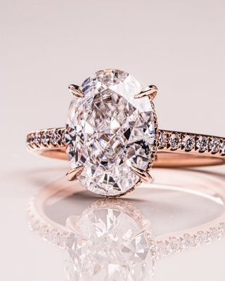2.90 CT Oval Cut Moissanite Engagement Ring With Hidden Halo And Pave Setting