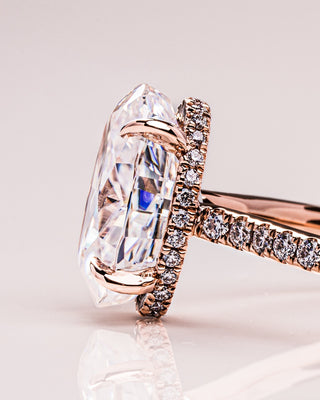 2.90 CT Oval Cut Moissanite Engagement Ring With Hidden Halo And Pave Setting