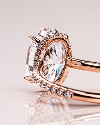 2.90 CT Oval Cut Moissanite Engagement Ring With Hidden Halo And Pave Setting