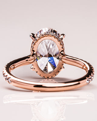 2.90 CT Oval Cut Moissanite Engagement Ring With Hidden Halo And Pave Setting