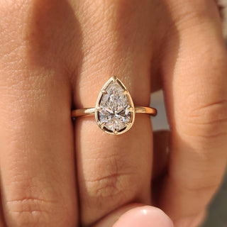 Pear Bezel Solitaire Lab Grown Diamond Engagement Ring