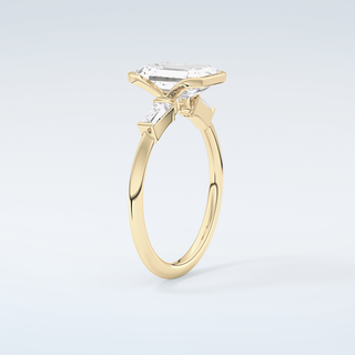 2.0 CT Emerald Cut Half Bezel Three Stone Moissanite Engagement Ring 6