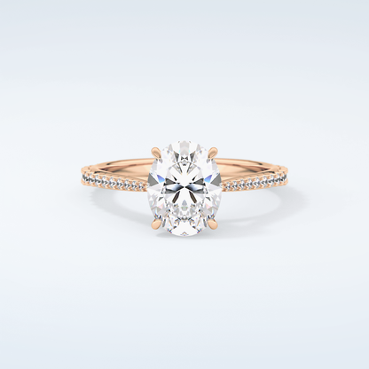 2.0 CT Oval Cut Pave Moissanite Engagement Ring