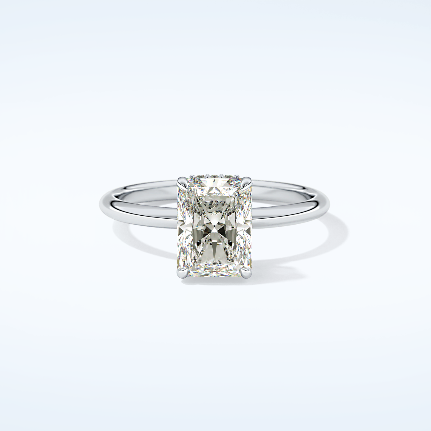 2.0 CT Radiant Cut Hidden Halo Moissanite Engagement Ring