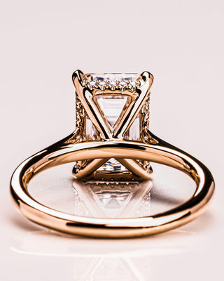 3.24 CT Emerald Cut Hidden Halo Moissanite Engagement Ring