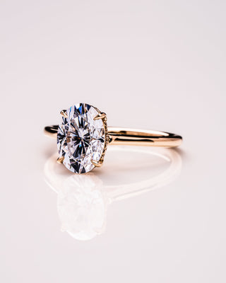 2.72 CT Oval Cut Hidden Halo Moissanite Engagement Ring