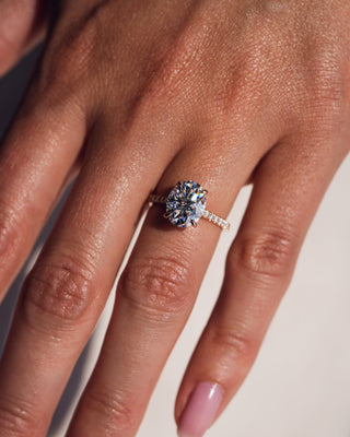 2.72 CT Oval Cut Hidden Halo & Pave Moissanite Engagement Ring