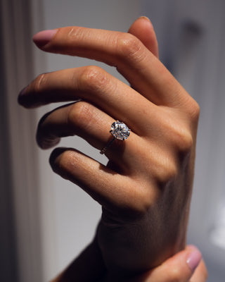 2.72 CT Oval Cut Hidden Halo & Pave Moissanite Engagement Ring