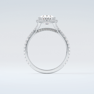 2.0 CT Oval Cut Halo & Pave Split Shank Moissanite Engagement Ring 14