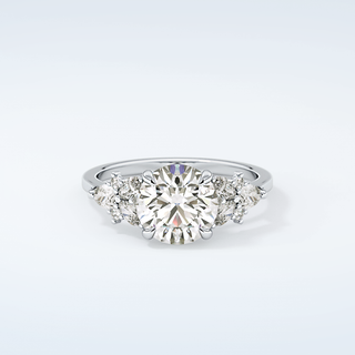 2.0 CT Round Cut Cluster Style Moissanite Engagement Ring 13