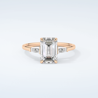 2.0 CT Emerald Cut Three Stone Moissanite Engagement Ring 7